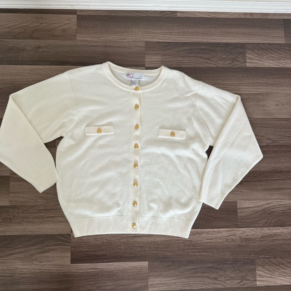 Milano Cream Button-Up Cardigan - Picture 7 of 13